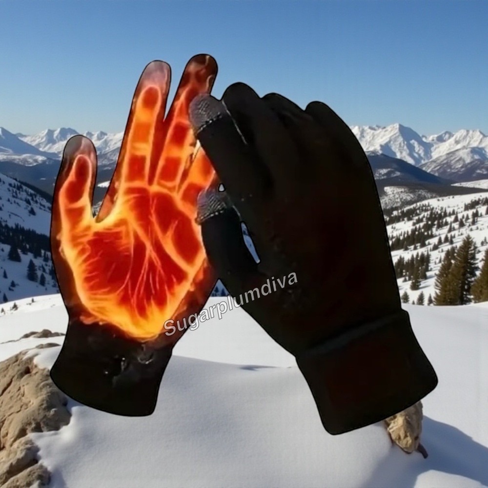Guantes De Invierno Táctiles‎ Unisex Color Negro Térmicos Y De Felpa